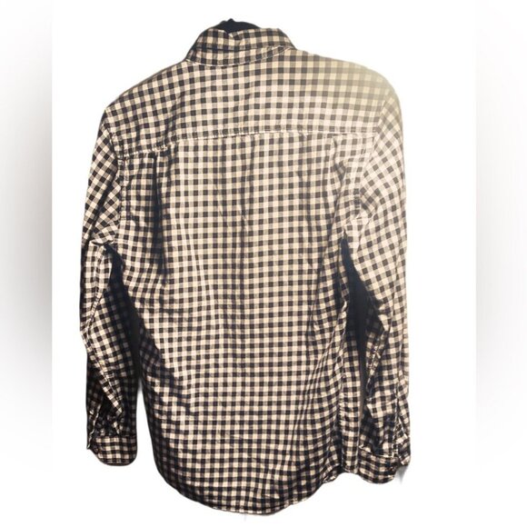 Frank & Oak cotton checkered long sleeve black white collared button down XS - Picture 4 of 5
